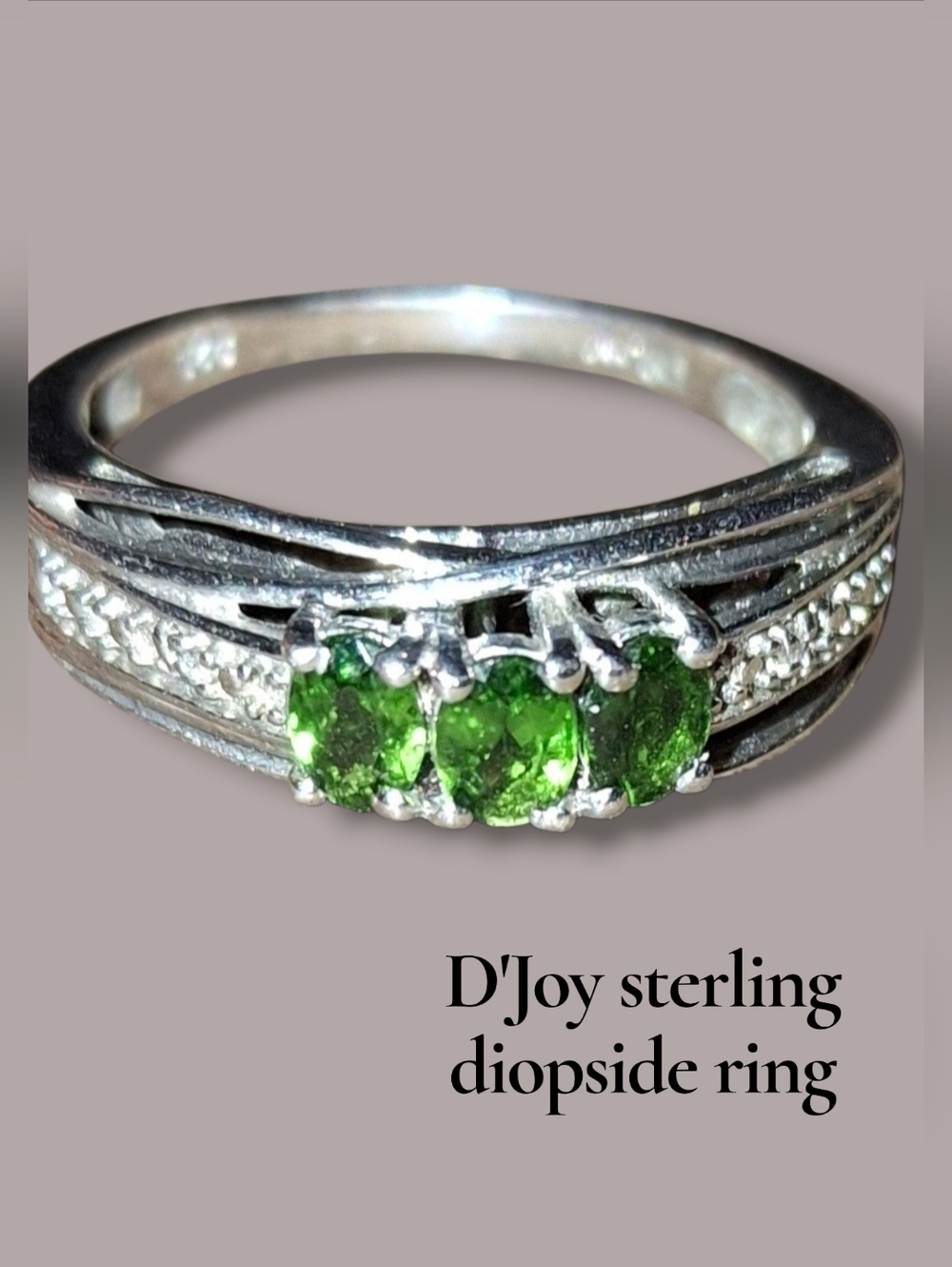 Sterling Chrome Diopside 925 D'joy Silver Semi Precious Gemstone Ring